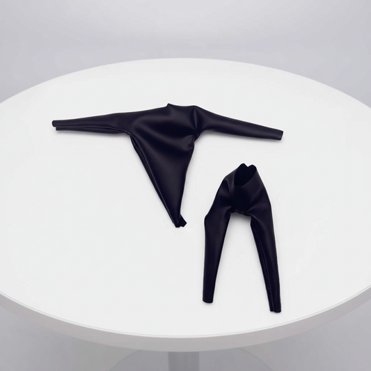 1:12 Scale Black Faux Leather Blank 2 Piece Suit | Fits NW or Medium Build