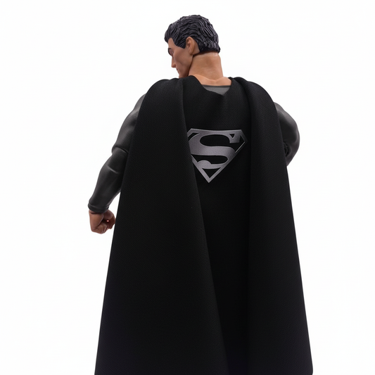 1:12 Scale Black Simple Superman Inspired Cape with Silver Logo