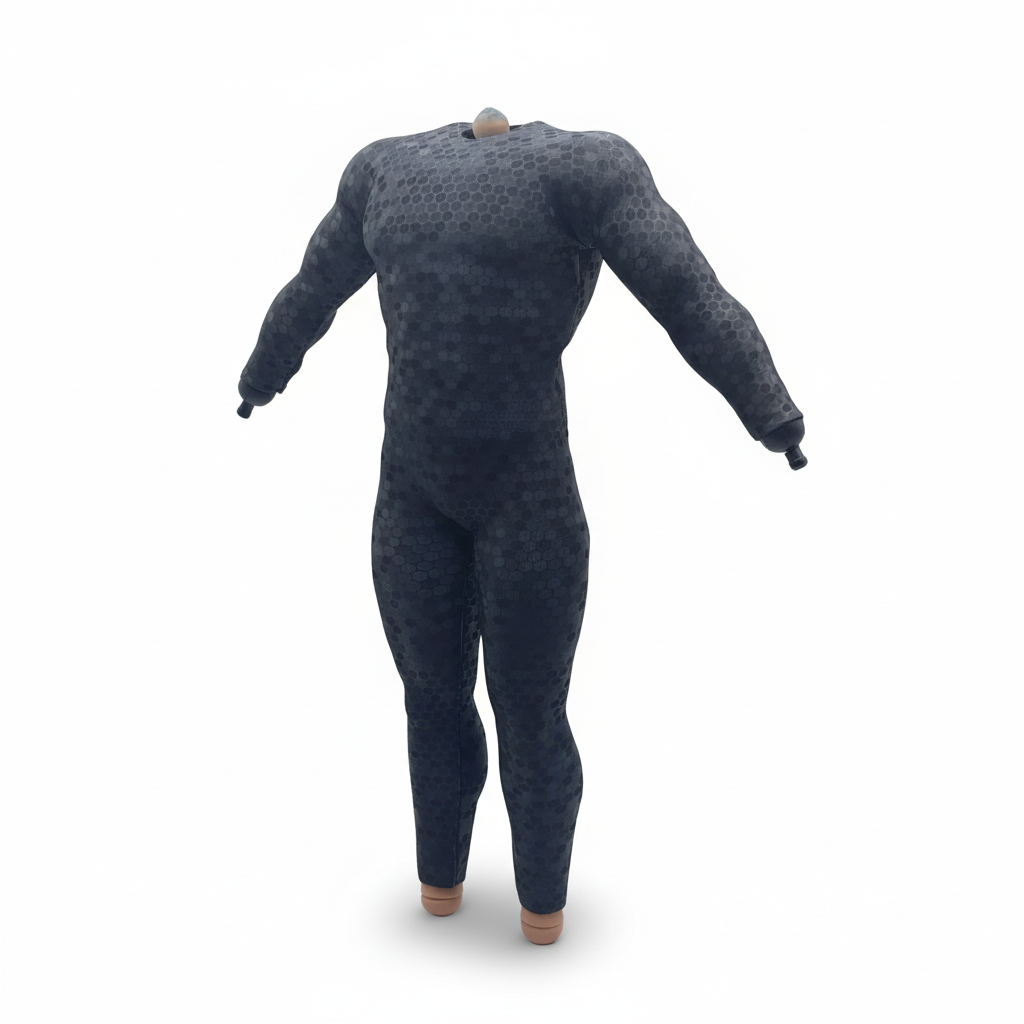 1:12 Scale Tactical One Piece Suit | Black Hex Pattern | Fits Vtoys and GW