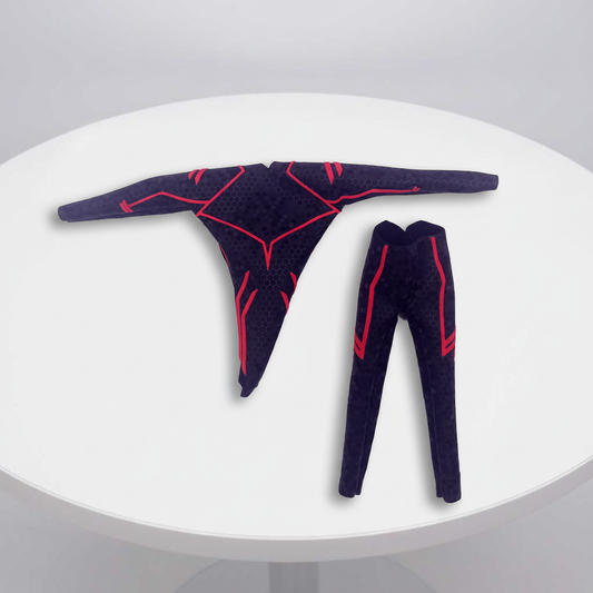 1:12 Scale Tactical Suit Batman Beyond | Black Hex Pattern with Red Raised Vinyl | Fits NW Figure