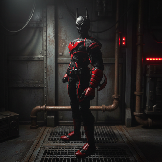 1:12 Scale Tactical Suit Batman Beyond | Black Hex Pattern with Red Raised Vinyl | Fits NW Figure