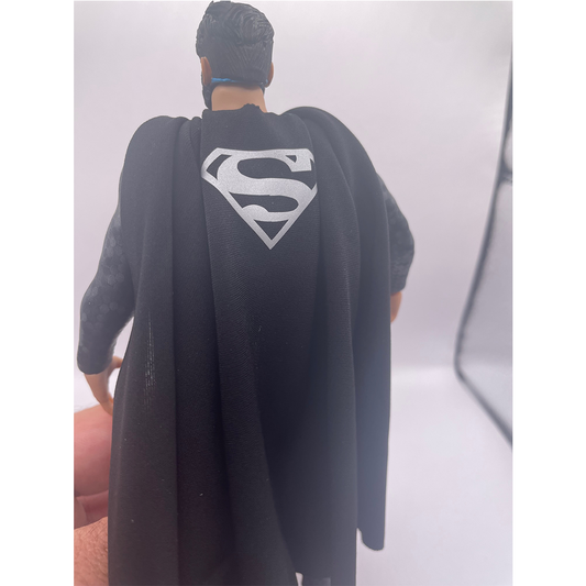 1:12 Scale Superman Inspired One Piece Suit | Black Hex with Custom Silver Emblem | Tailored to Fit VToys & GW