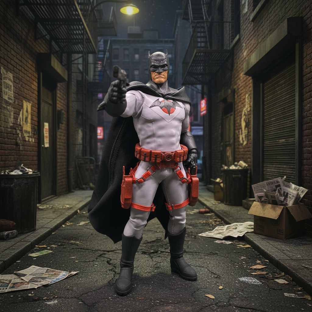 1:12 Scale Thomas Wayne Inspired Batman | Grey Suit with Black & Red Emblem | Tailored to Fit VToys