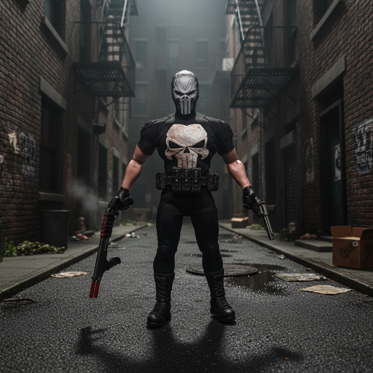 1:12 Scale xM Sideshow Inspired Punisher | Black & White Suit | Fits GW Figure Body & Vtoys