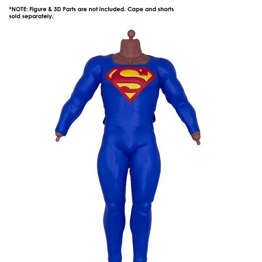 1:12 Scale Superman Inspired One Piece Suit | Light Blue Suit with Custom Emblem | Tailored to Fit VToys & GW