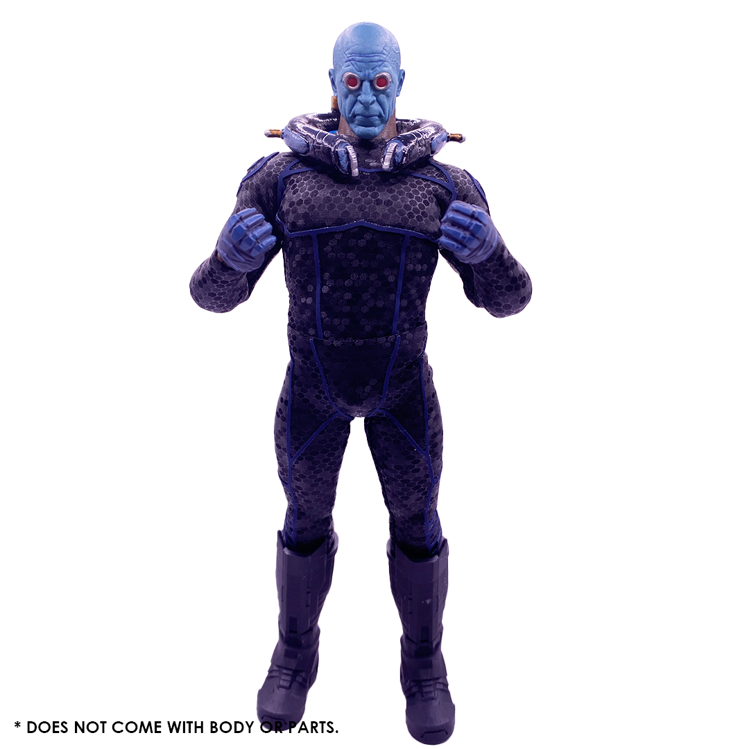 1:12 Scale Tactical Suit | Black Hex Pattern with Blue Raised Vinyl | Fits Vtoys and GW