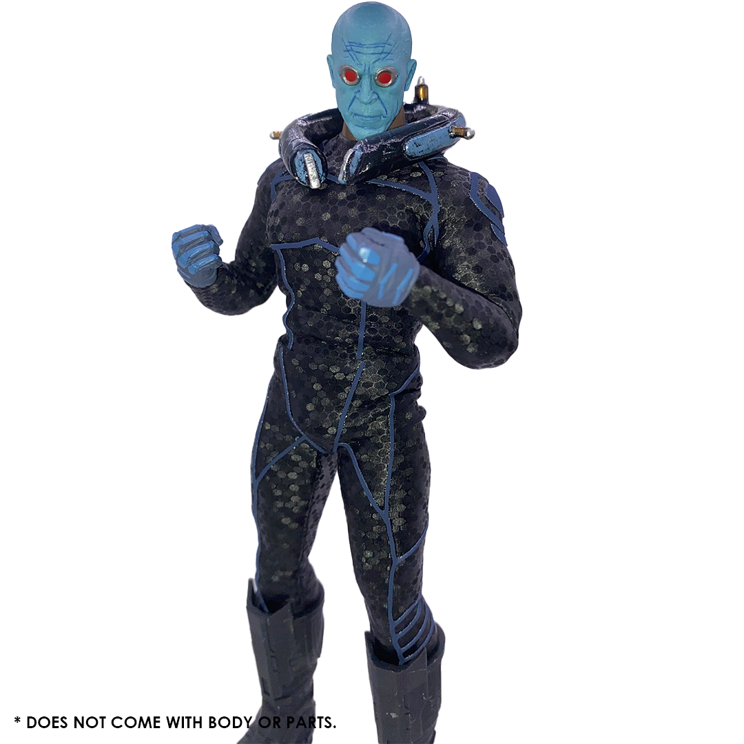 1:12 Scale Tactical Suit | Black Hex Pattern with Blue Raised Vinyl | Fits Vtoys and GW