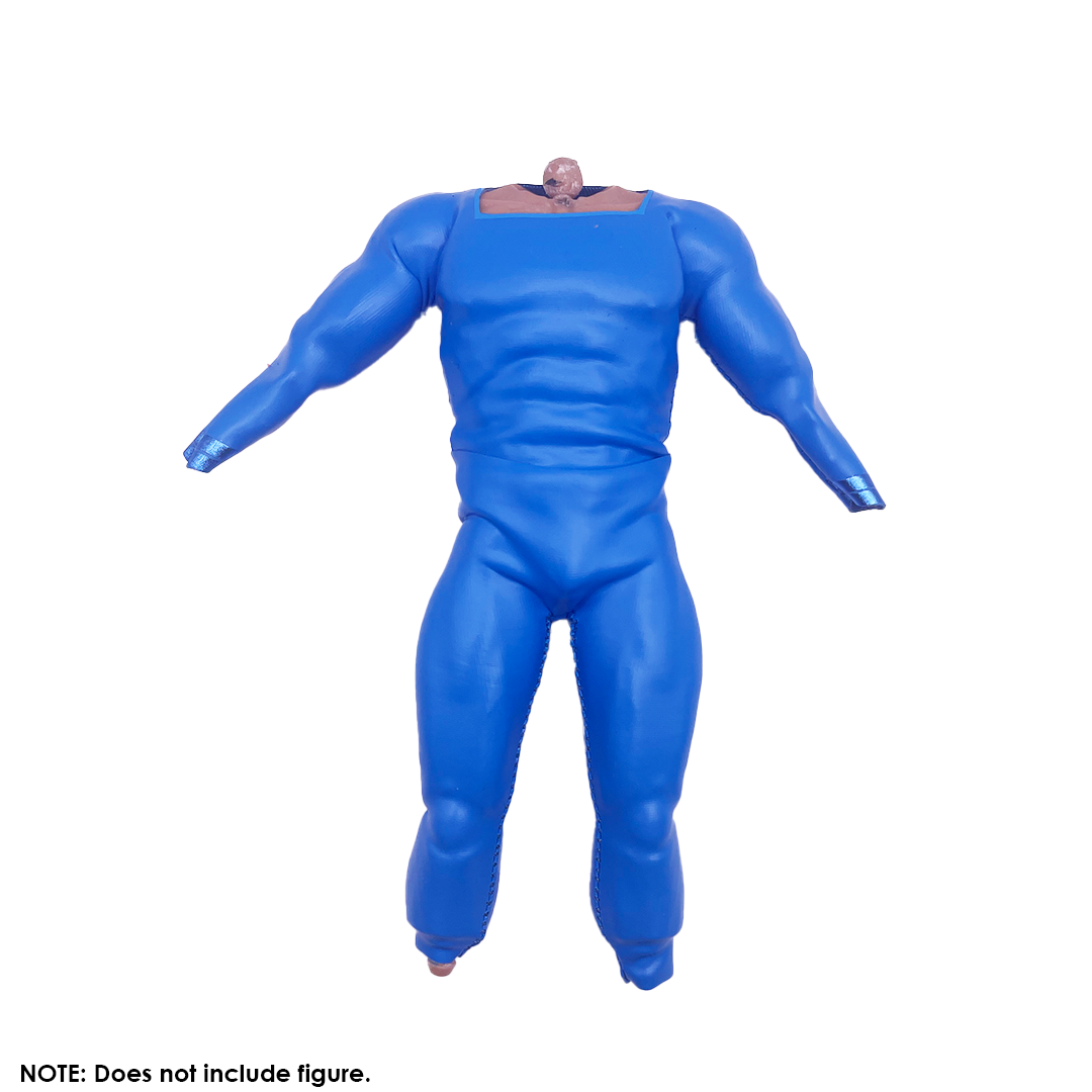 1:12 Scale Light Blue Faux Leather Superman Blank Suit with Blue Metallic Wrists | Tailored to Fit VToys & GW