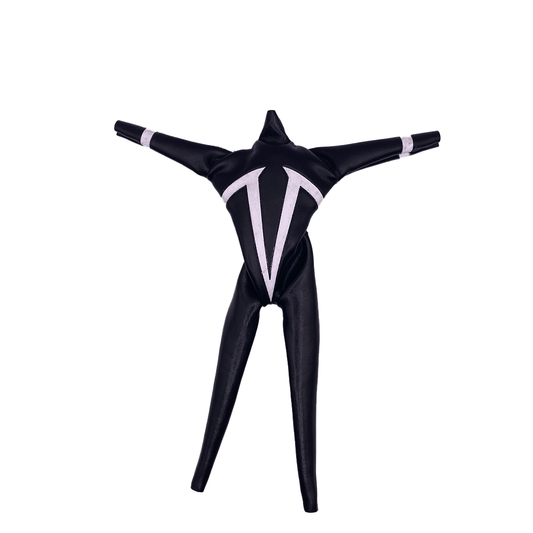 1:12 Scale Classic Spawn Inspired One Piece Suit | Black Faux Leather & Silicone Vinyl | Tailored to Fit VToys