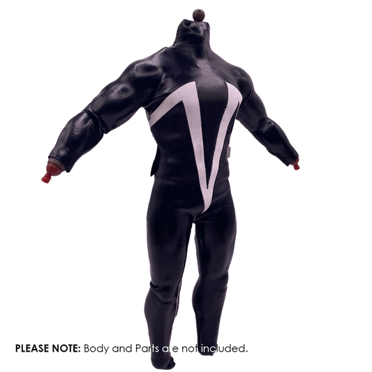 1:12 Scale Modern Spawn Inspired One Piece Suit | Black Faux Leather & Silicone Vinyl | Tailored to Fit VToys