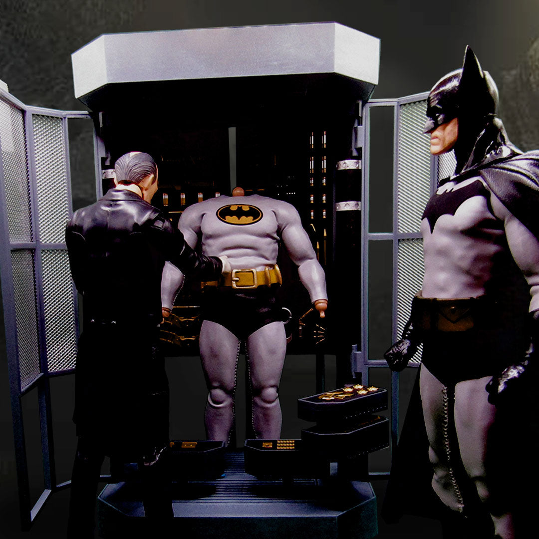 1:12 Scale Alex Ross Inspired Batman | Grey Suit with Yellow & Black Emblem | Tailored to Fit VToys