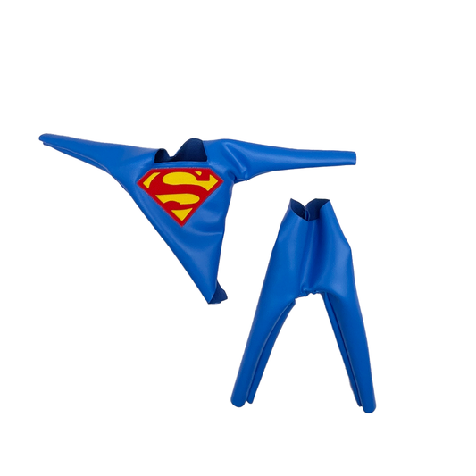 1:12 Scale Superman Inspired Suit | Light Blue Suit with Bright Yellow & Red Raised Vinyl | Tailored to Fit VToys & GW