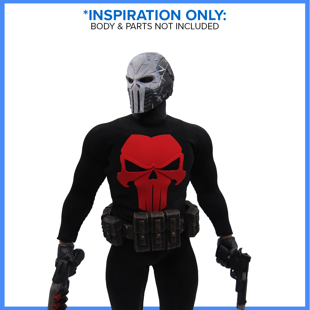 1:12 Scale xM Sideshow Inspired Punisher | Black & Red Suit | Fits GW Figure Body & Vtoys